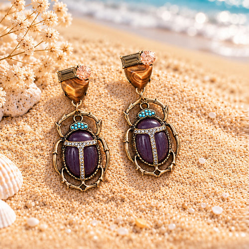 Beatel bob- Stone studded dangler earrings