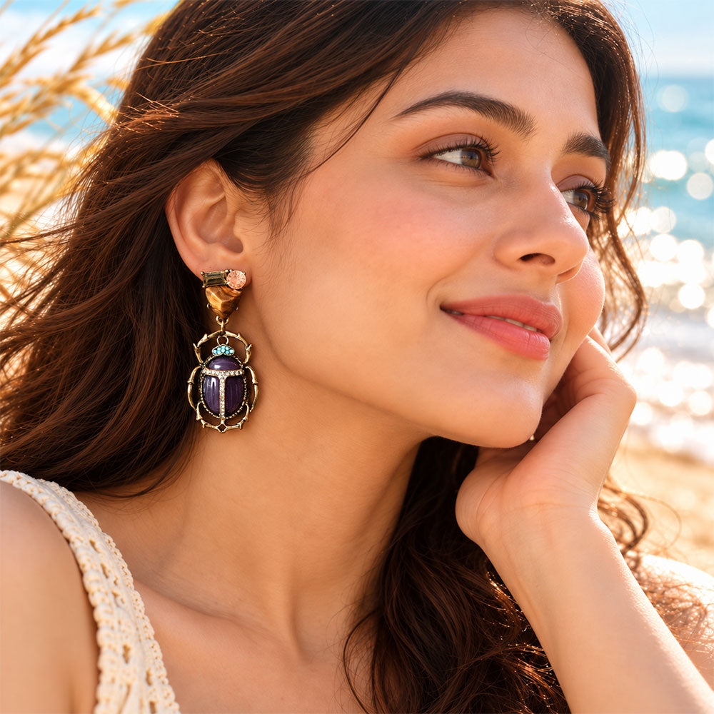 Beatel bob- Stone studded dangler earrings