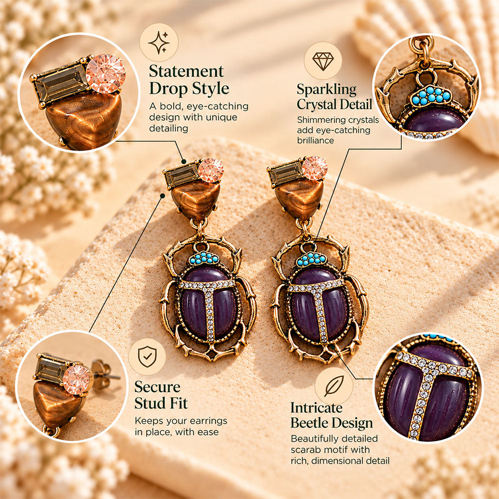 Beatel bob- Stone studded dangler earrings