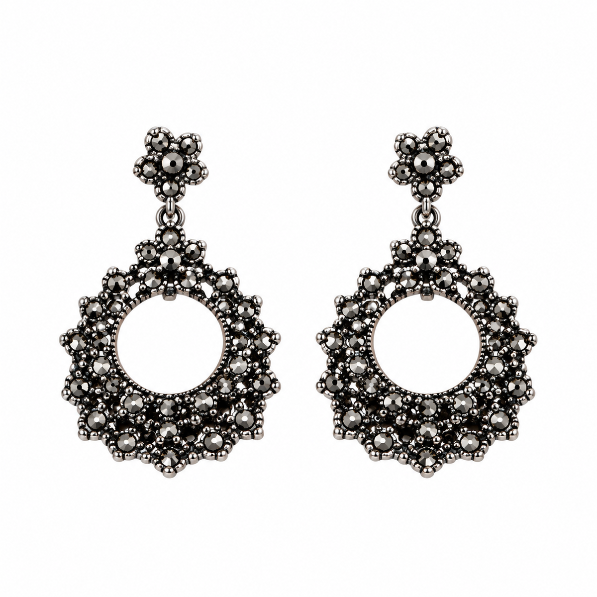 Rose Halo- Stone studded dangler earrings