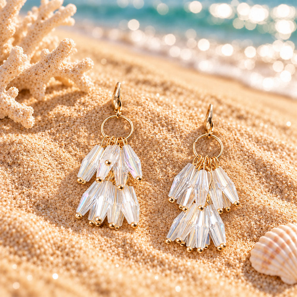 Chrome Line- Stone studded dangler earrings