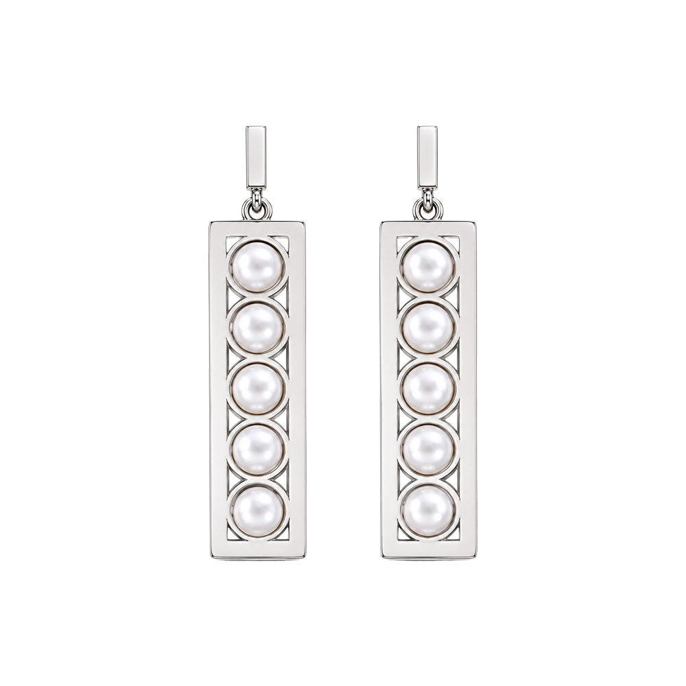 Raw Rectangle- Pearl studded dangler earrings