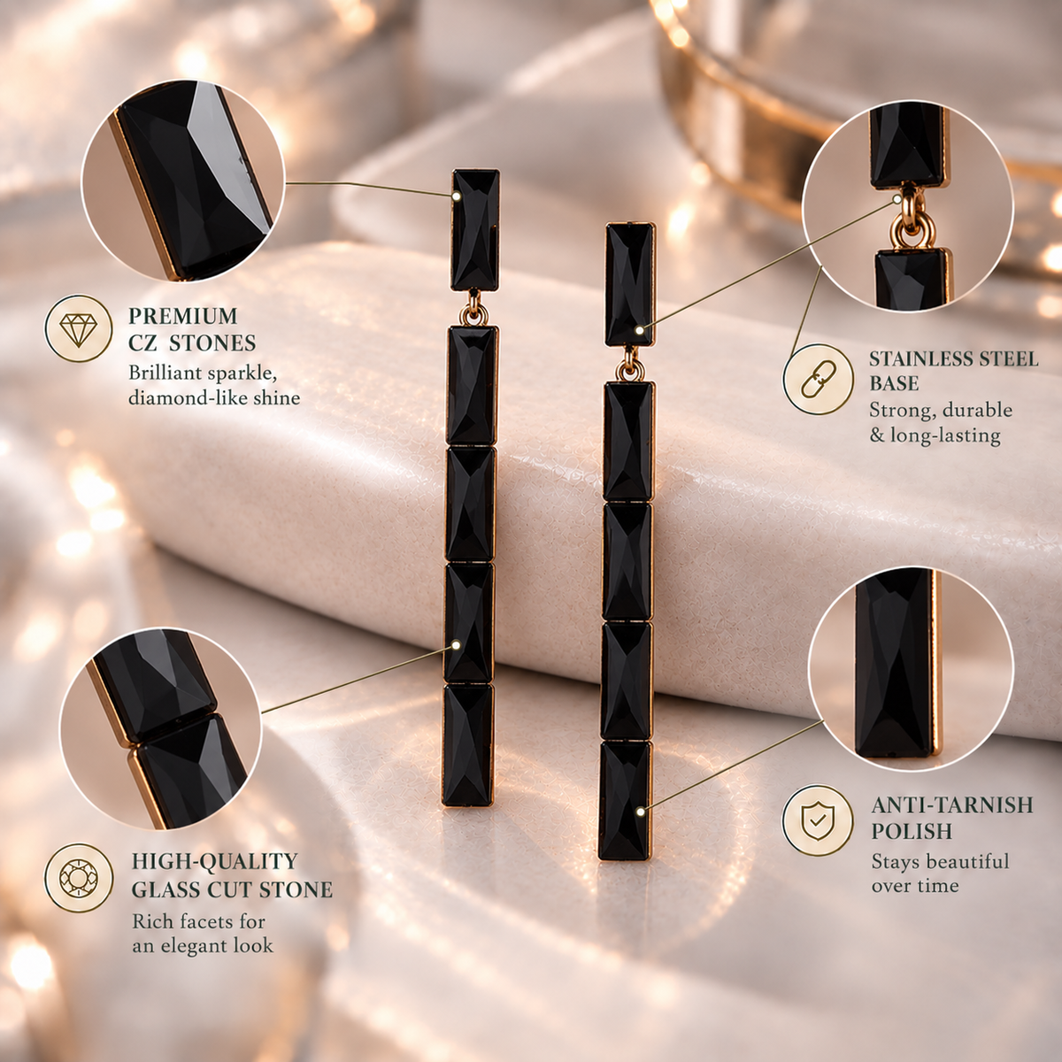 Spark Line- Minimal Long Dangler Earrings