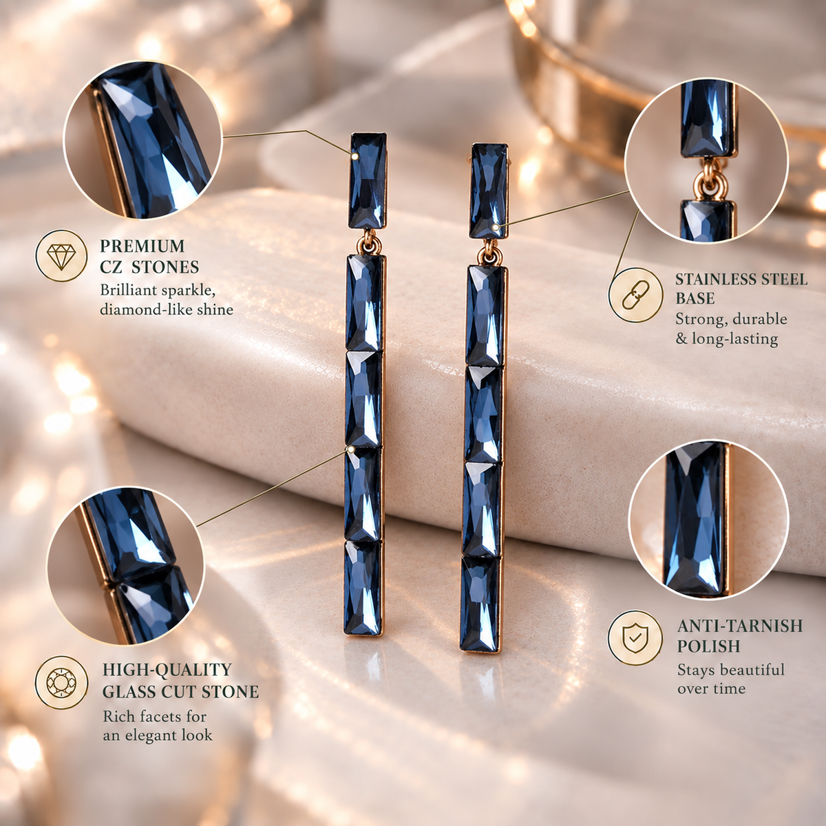 Spark Line- Minimal Long Dangler Earrings