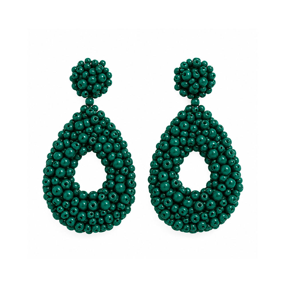 Auric Blaze- Beaded vibrant dangler earrings(Green)