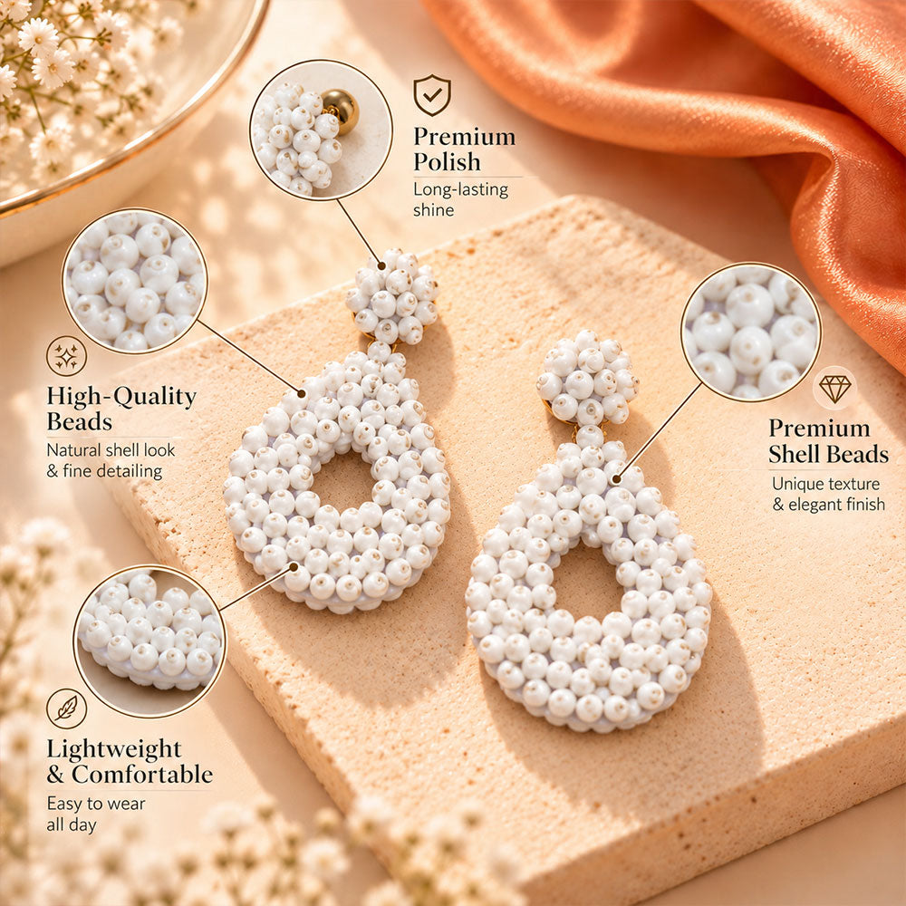Auric Blaze- Beaded vibrant dangler earrings(White)