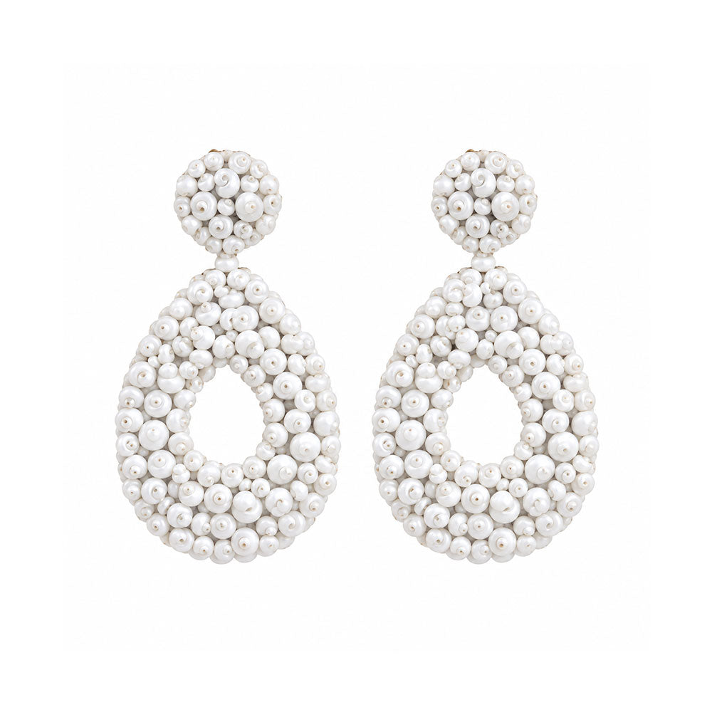 Auric Blaze- Beaded vibrant dangler earrings(White)