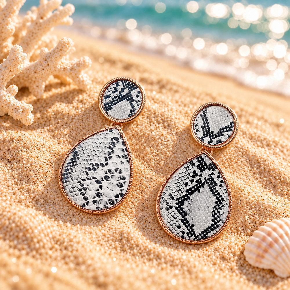 sleek scales- Animal print Dngler earrings
