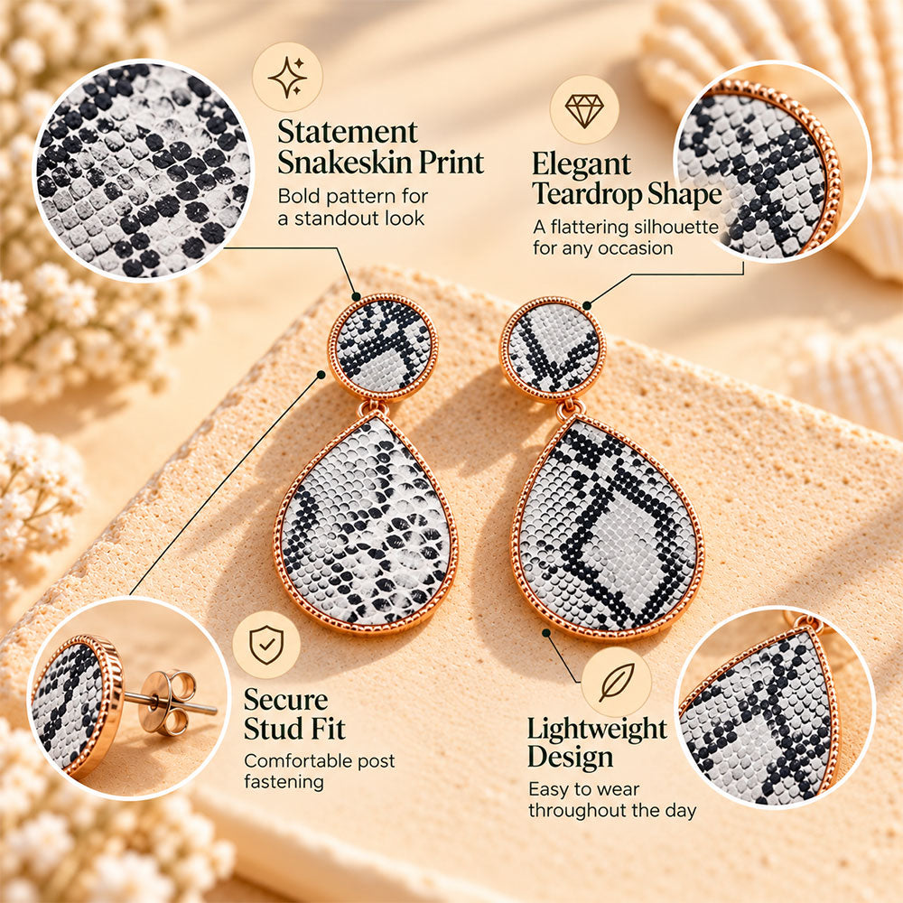 sleek scales- Animal print Dngler earrings