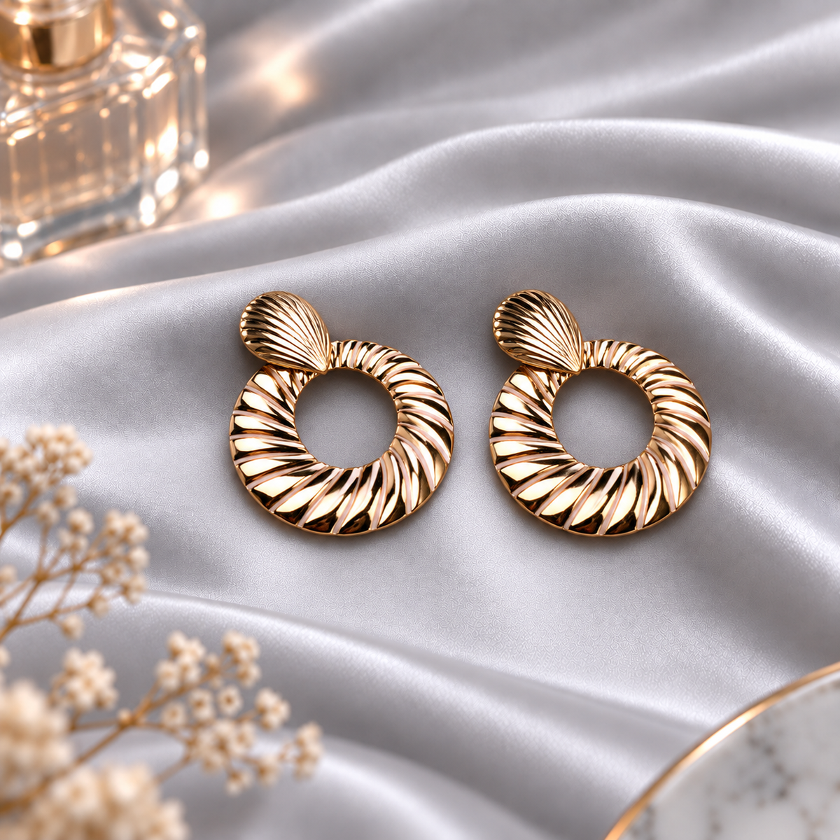 Golden scales- Golden metallic Dangler earrings