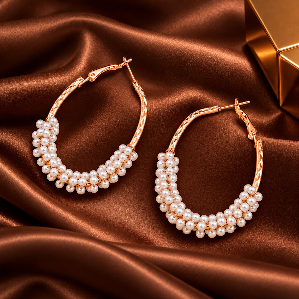 Pearl Power- Pearl framed hoop earrings