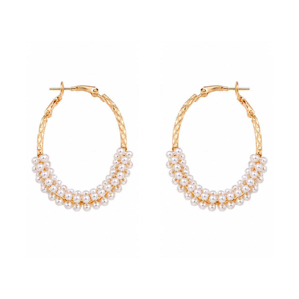 Pearl Power- Pearl framed hoop earrings