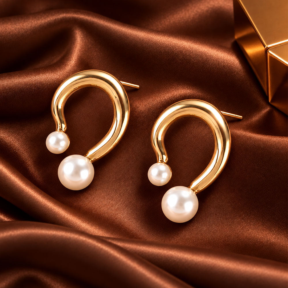 Polish Drop- Pearl studded stud earrings