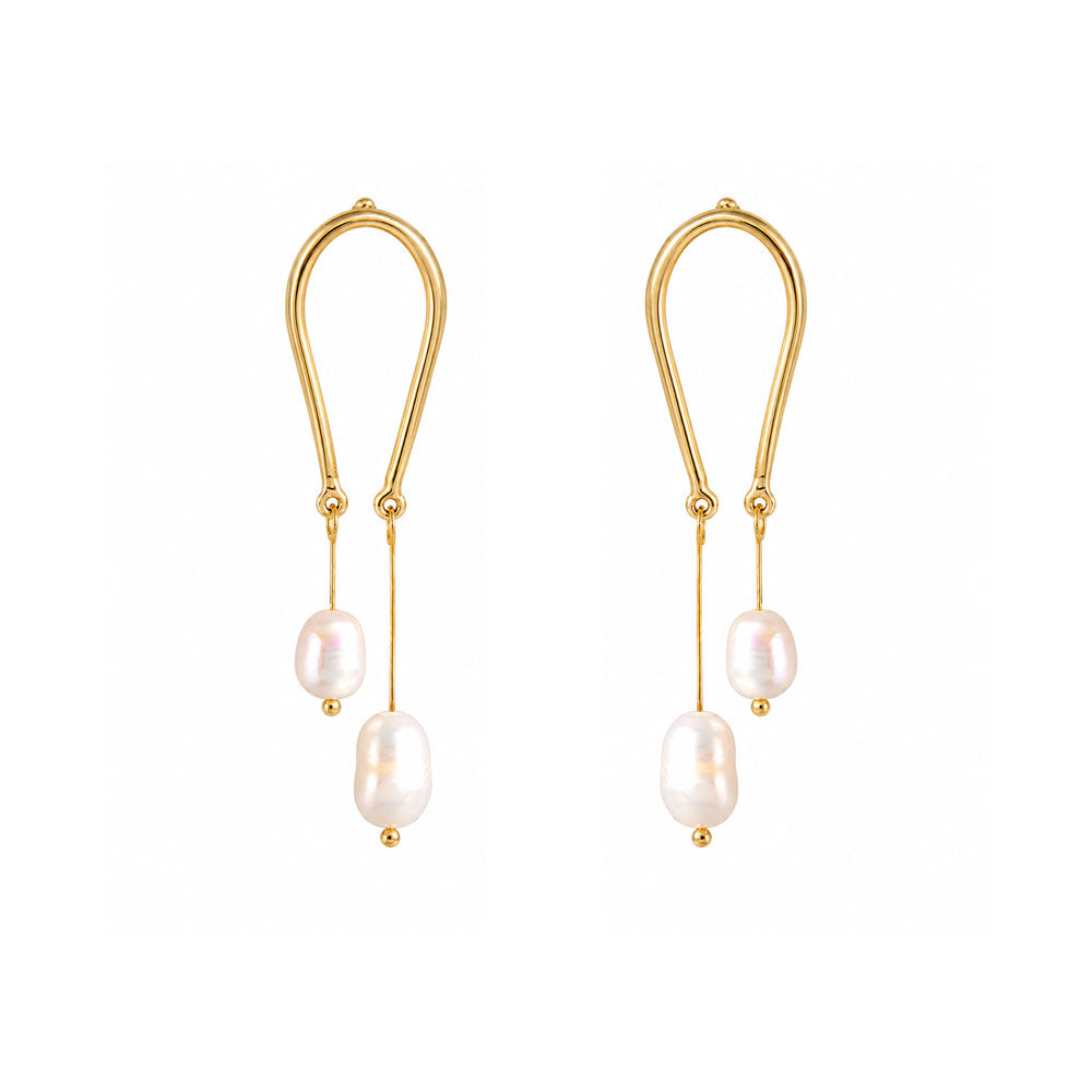 Golden Drew- Hanging Pearl dangler earrings