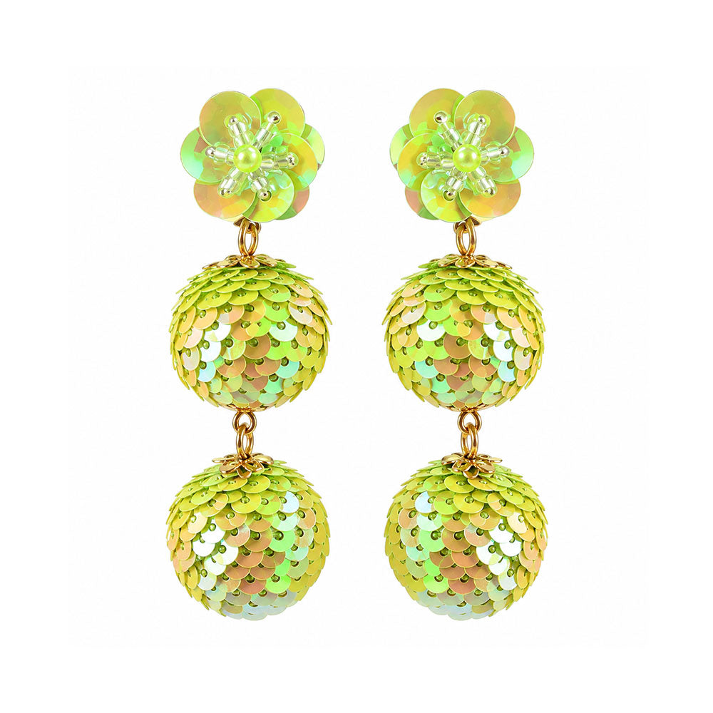Blingy Beauty- Sequin floral dangler earrings