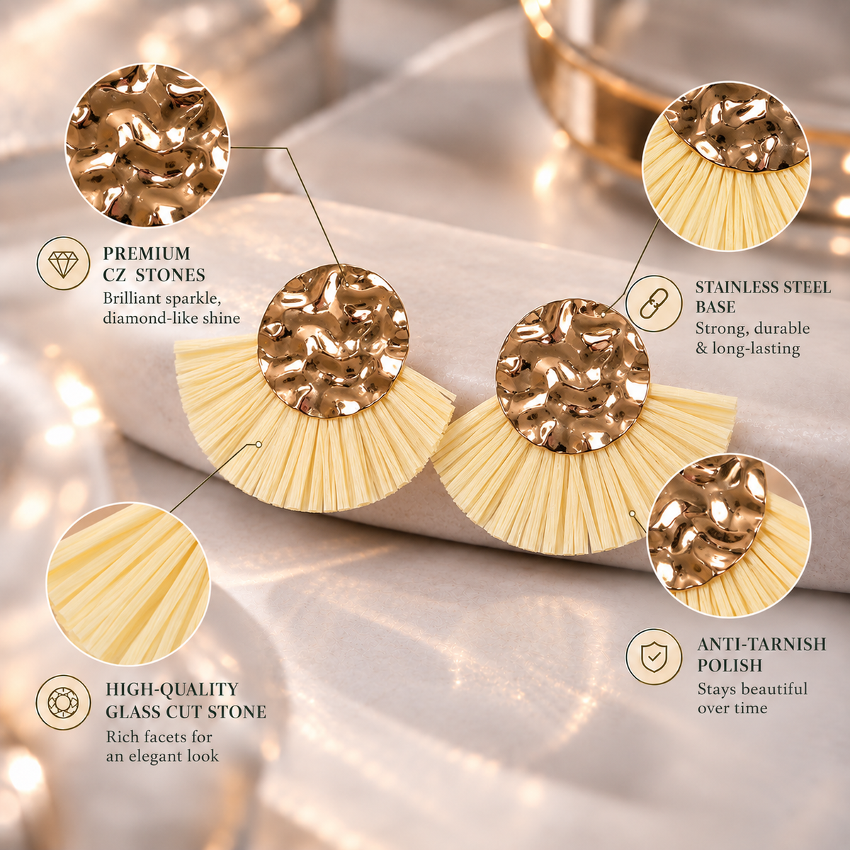 Standed sleek- Golden metal stud earrings