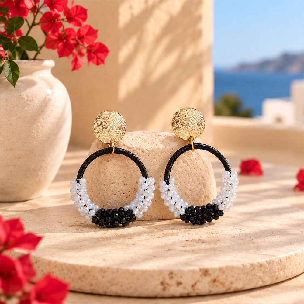 Galaxy glow- Beaded dangler earrings (Black)