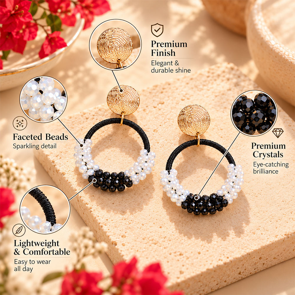 Galaxy glow- Beaded dangler earrings (Black)