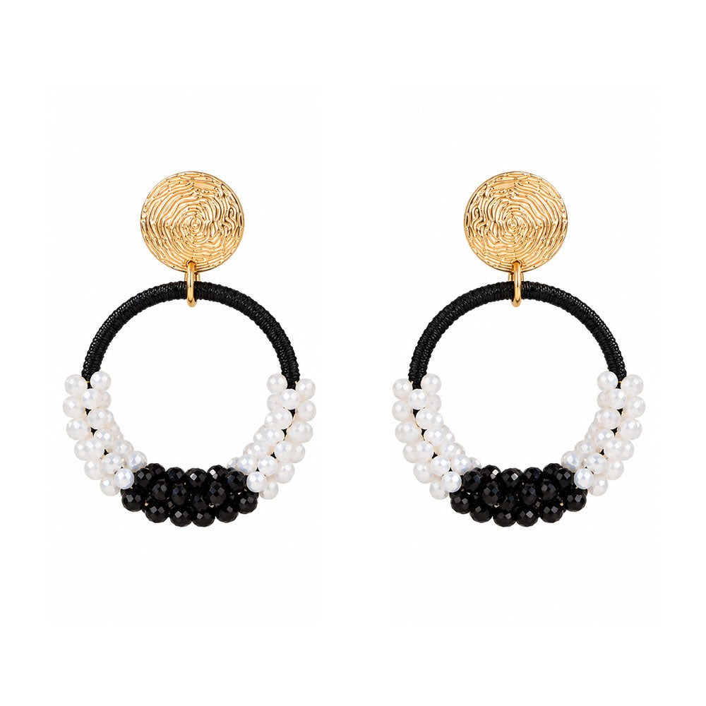 Galaxy glow- Beaded dangler earrings (Black)