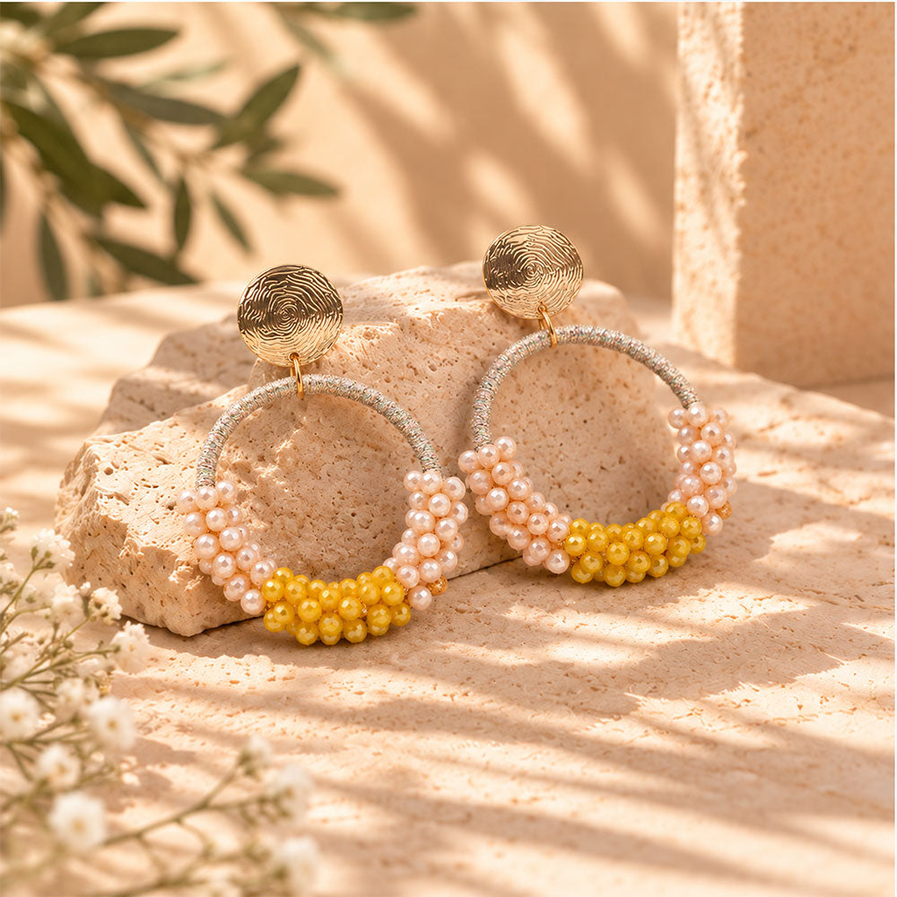 Galaxy glow- Beaded dangler earrings (Yellow)