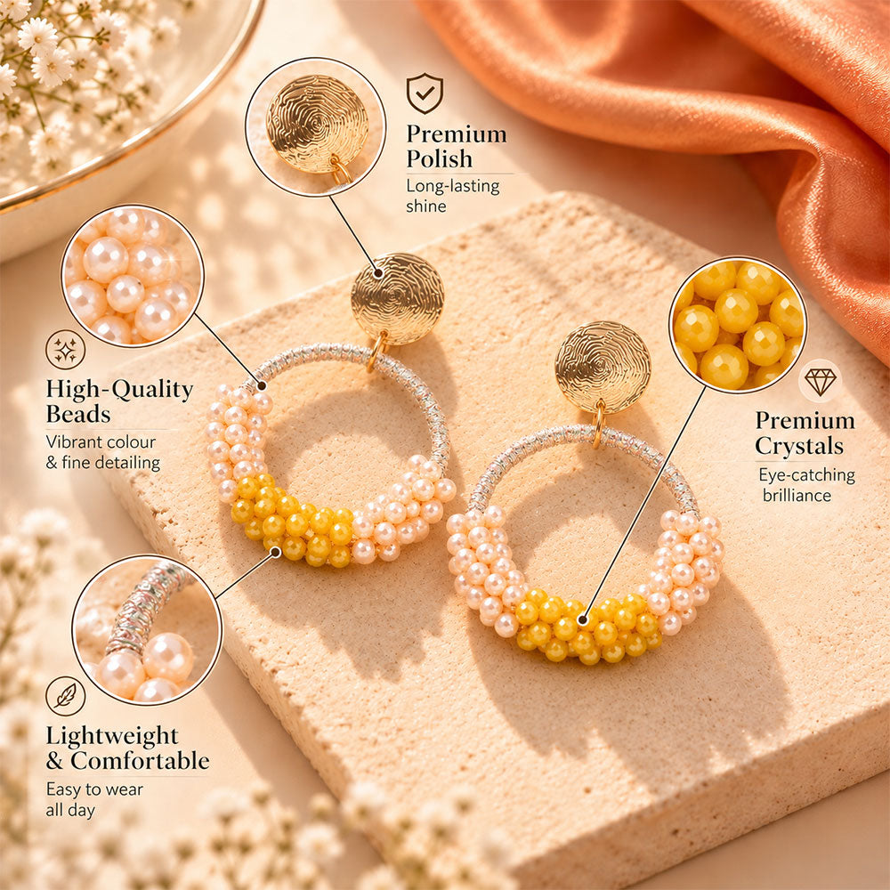 Galaxy glow- Beaded dangler earrings (Yellow)