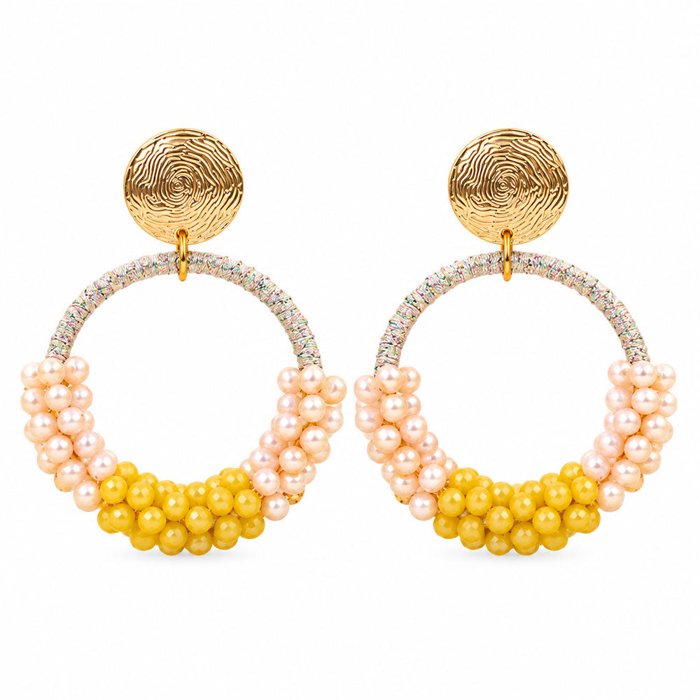 Galaxy glow- Beaded dangler earrings (Yellow)
