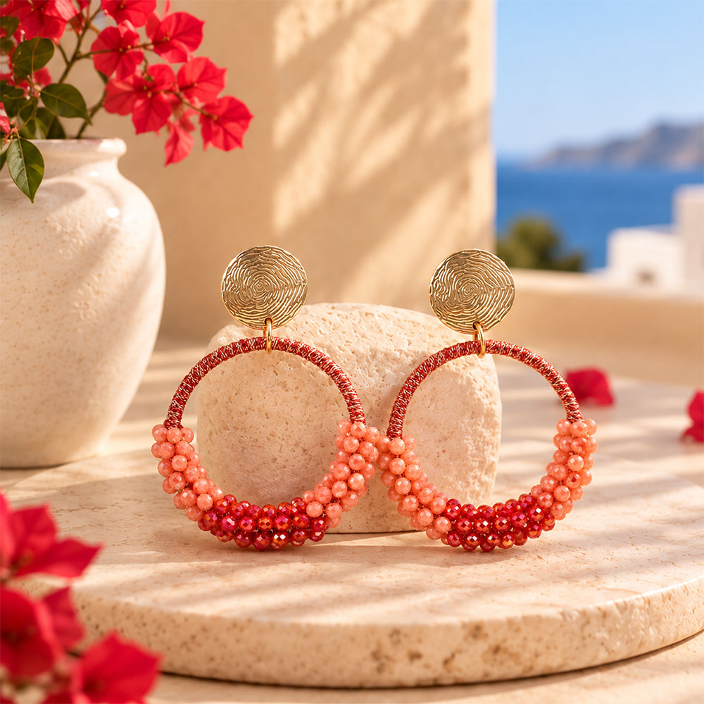 Galaxy glow- Beaded dangler earrings (Pink)