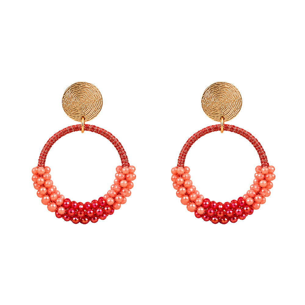 Galaxy glow- Beaded dangler earrings (Pink)