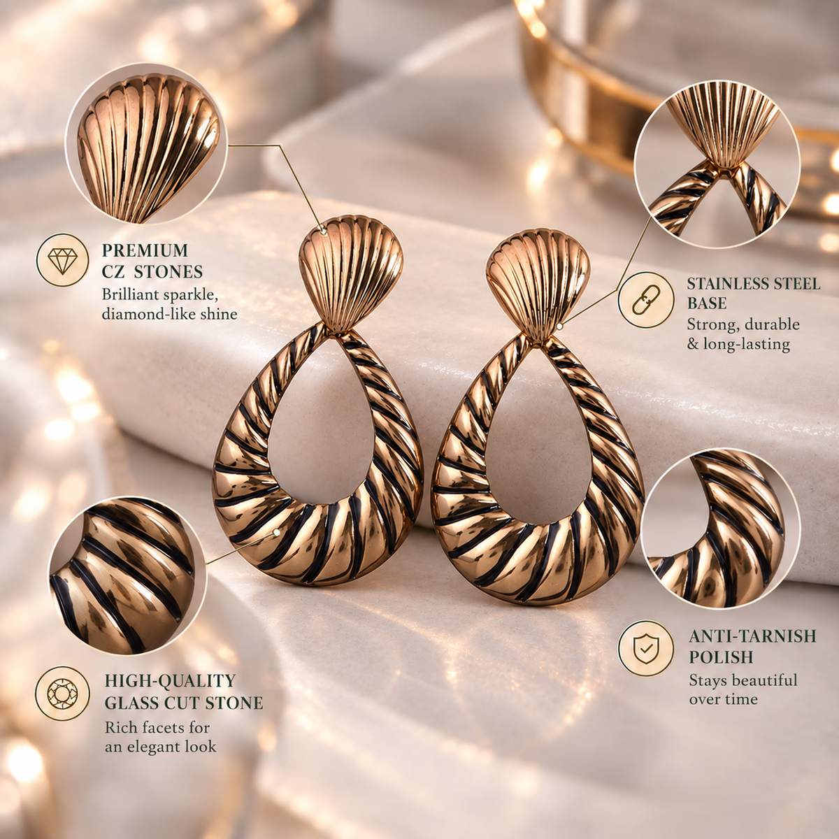 Sun Dance- Striped dangler earrings