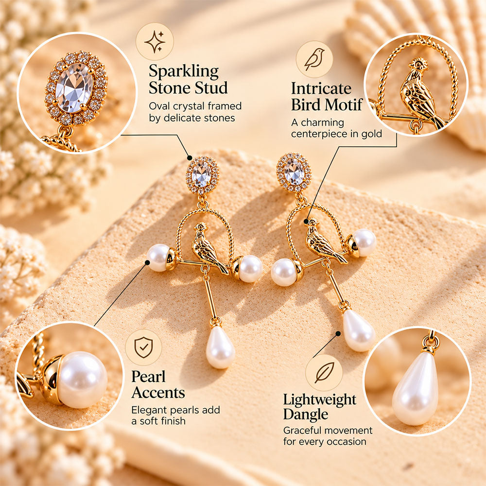 Abstract Art- Hanging pearl dangler earrings