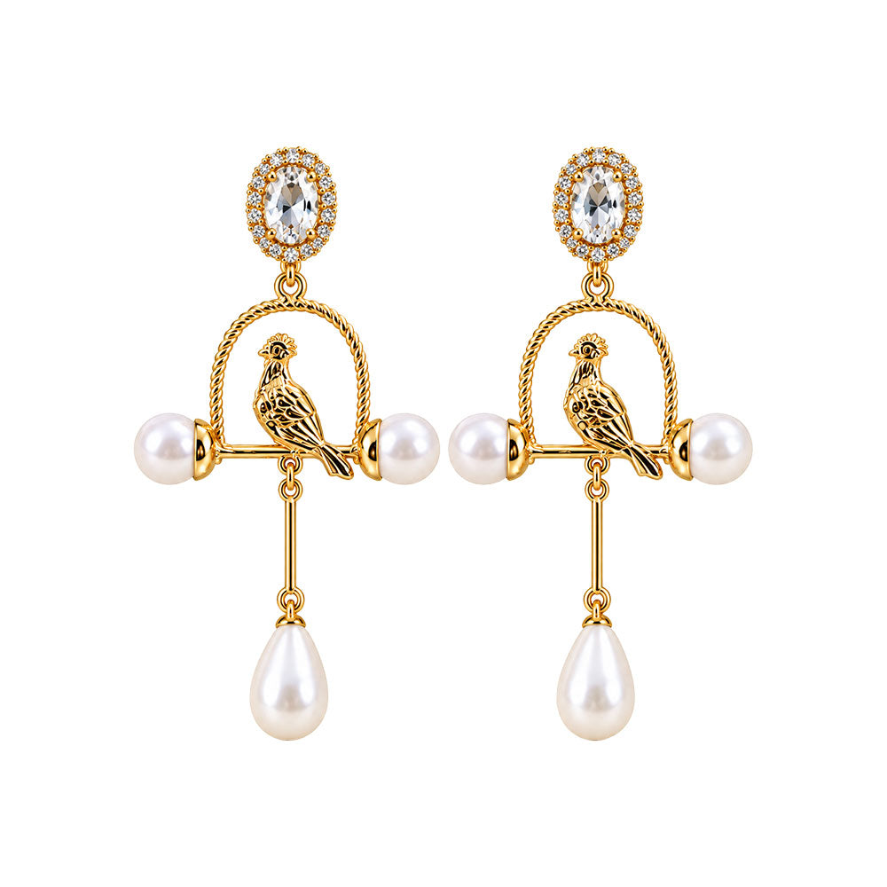 Abstract Art- Hanging pearl dangler earrings