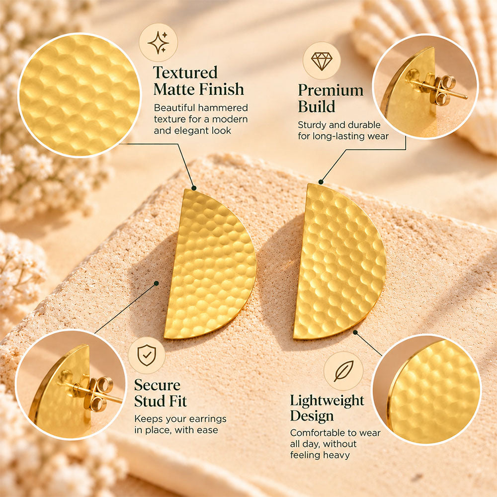 Golden Moon- Golden Stud Earrings