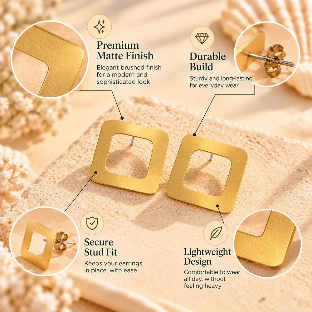 QuadGold- Golden stud earrings