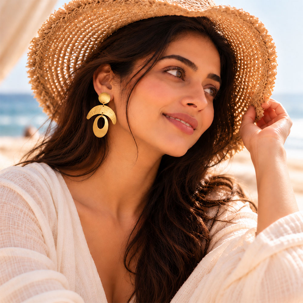 Golden Arc- Dangler Earrings