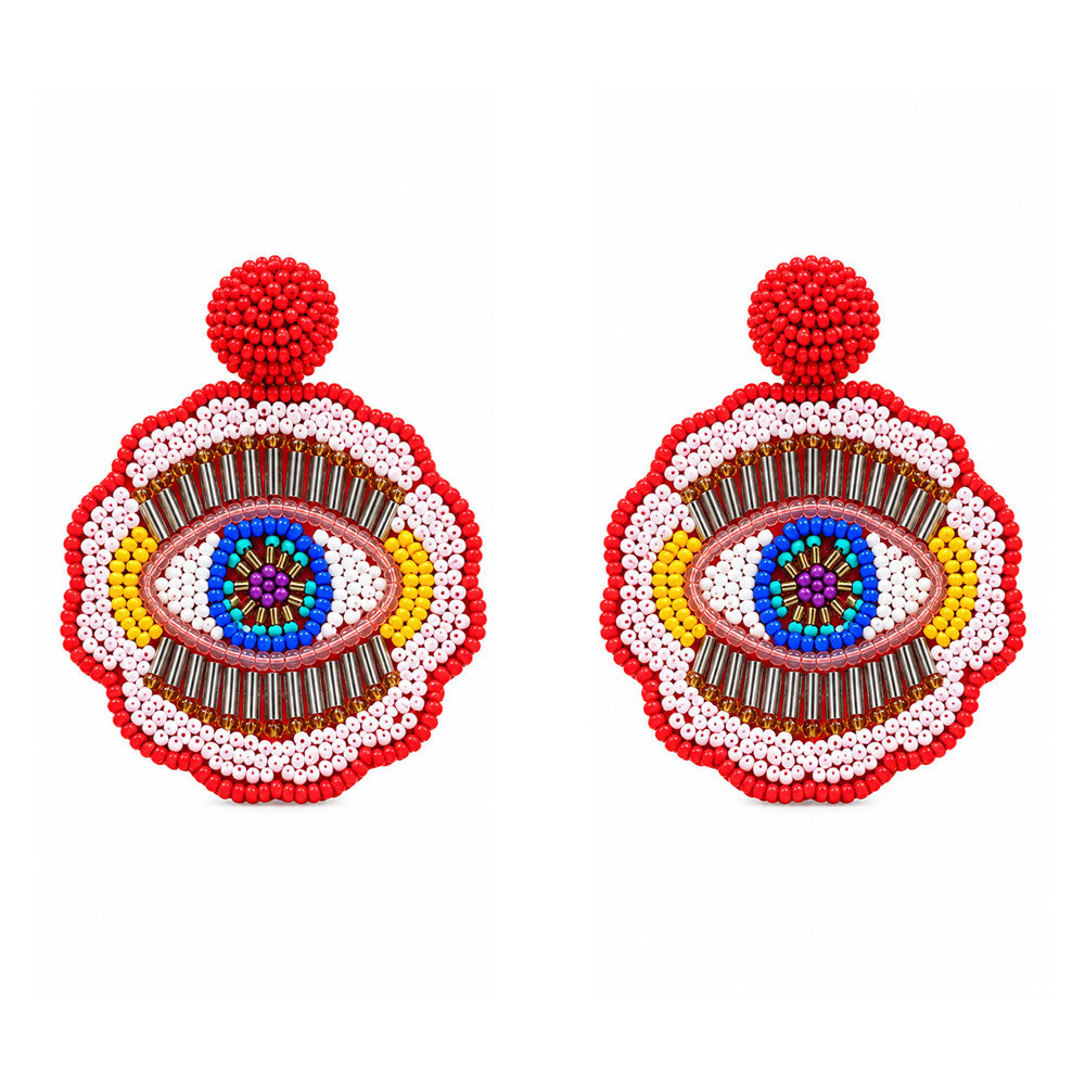 Echo Thread- Eye shape beaded Dangler earrings