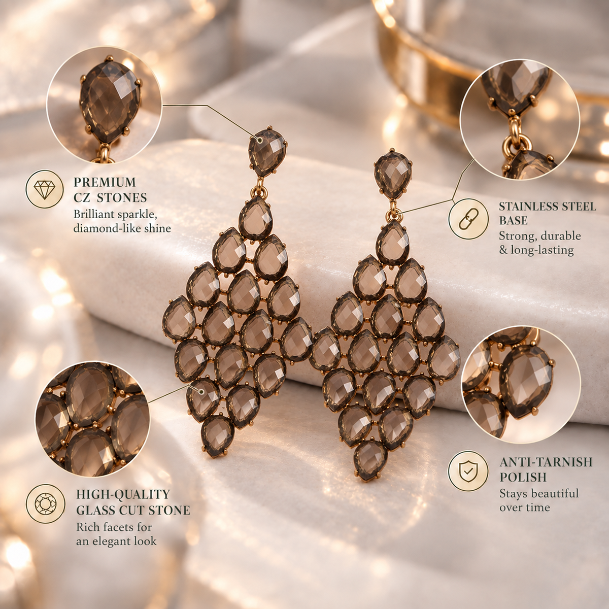 Bubble Beads- Bead Rhombus Dangler Earrings