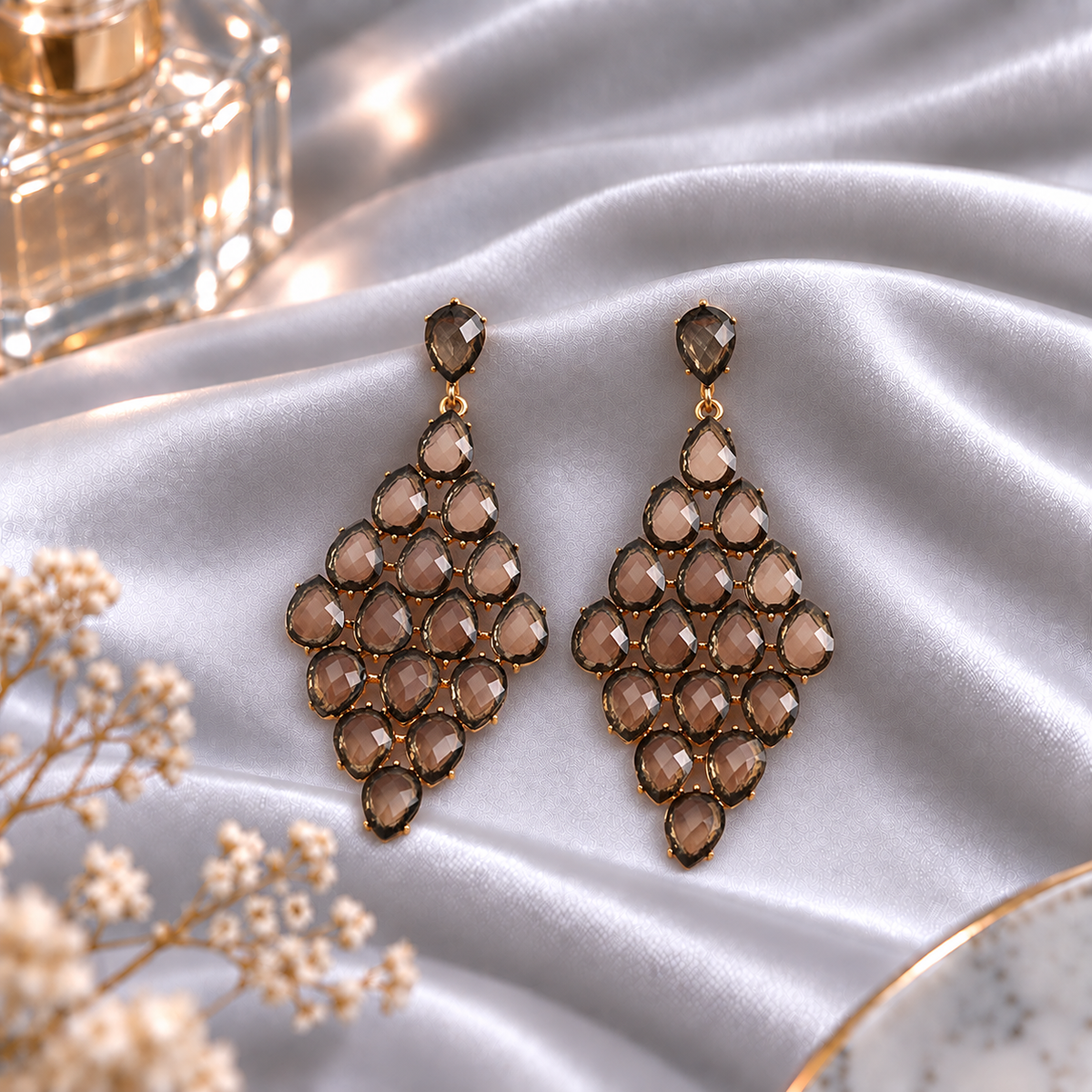 Bubble Beads- Bead Rhombus Dangler Earrings
