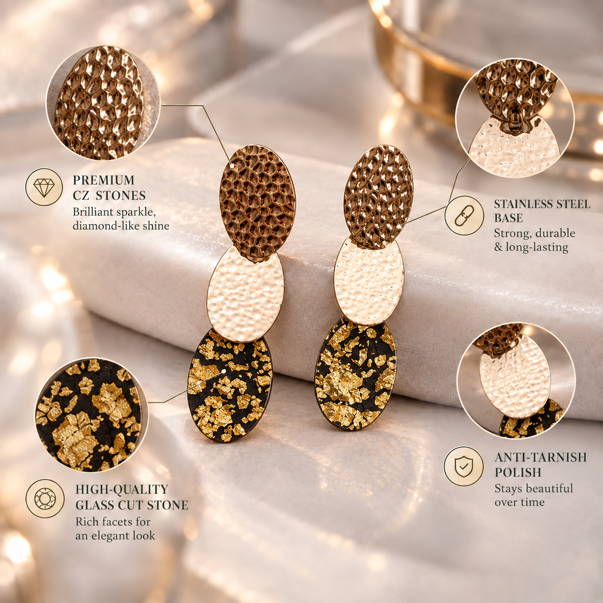 Art Pop- Oval Layered Dangler Earrings