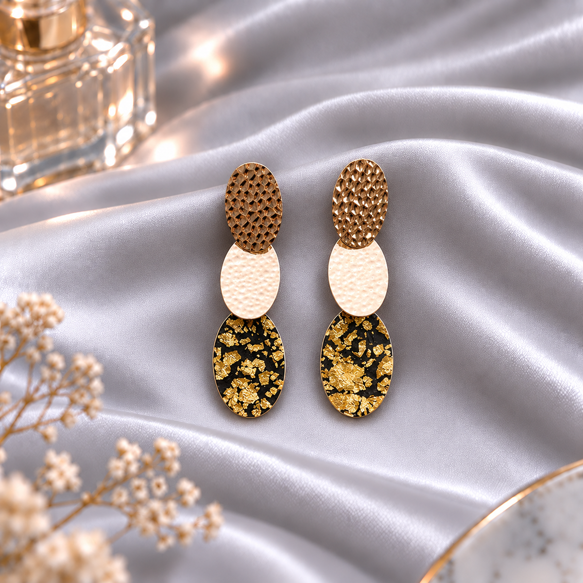 Art Pop- Oval Layered Dangler Earrings