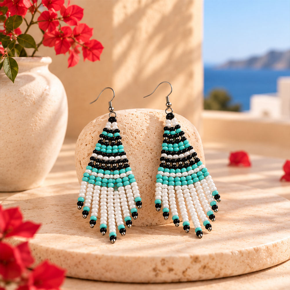 Color Verse- Beaded strand dangler earrings