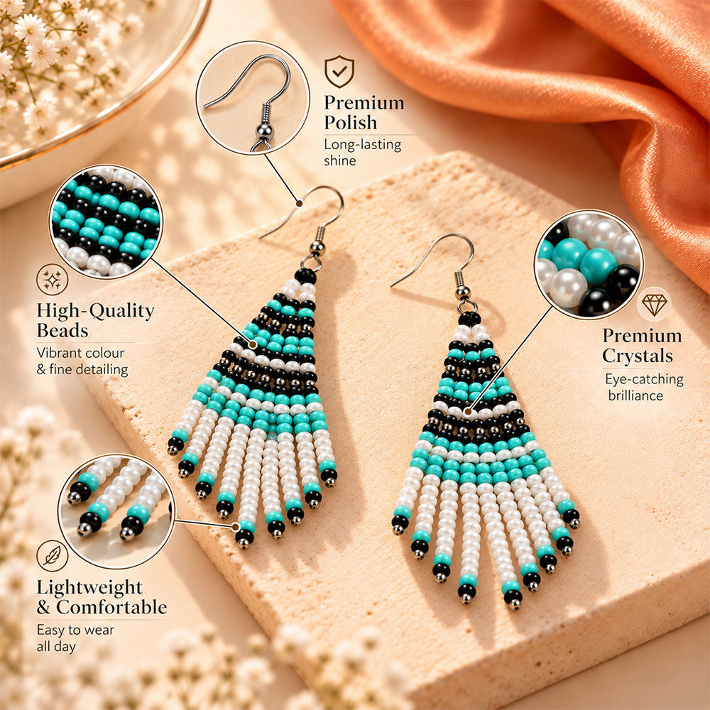 Color Verse- Beaded strand dangler earrings