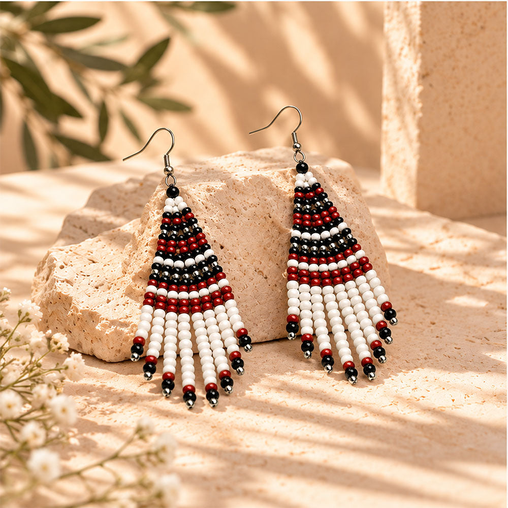 Color Verse- Beaded strand dangler earrings