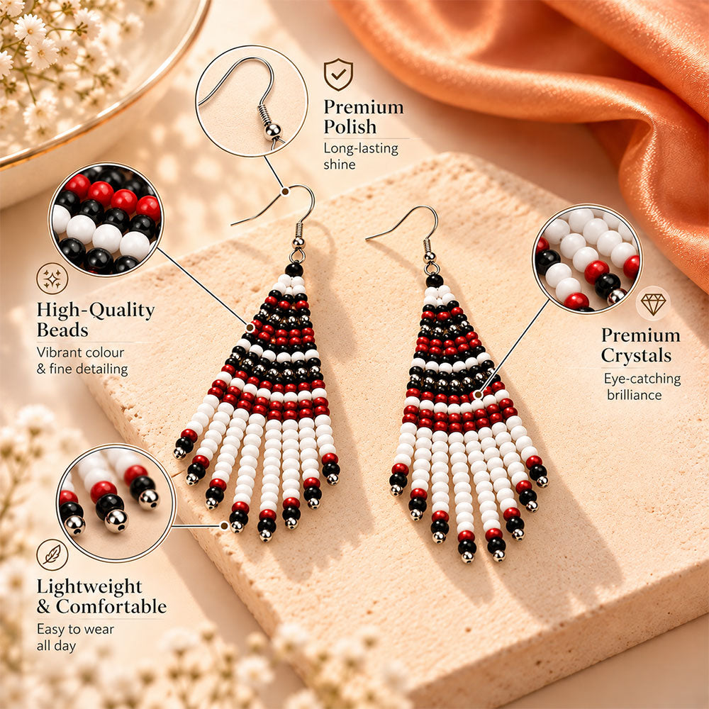 Color Verse- Beaded strand dangler earrings