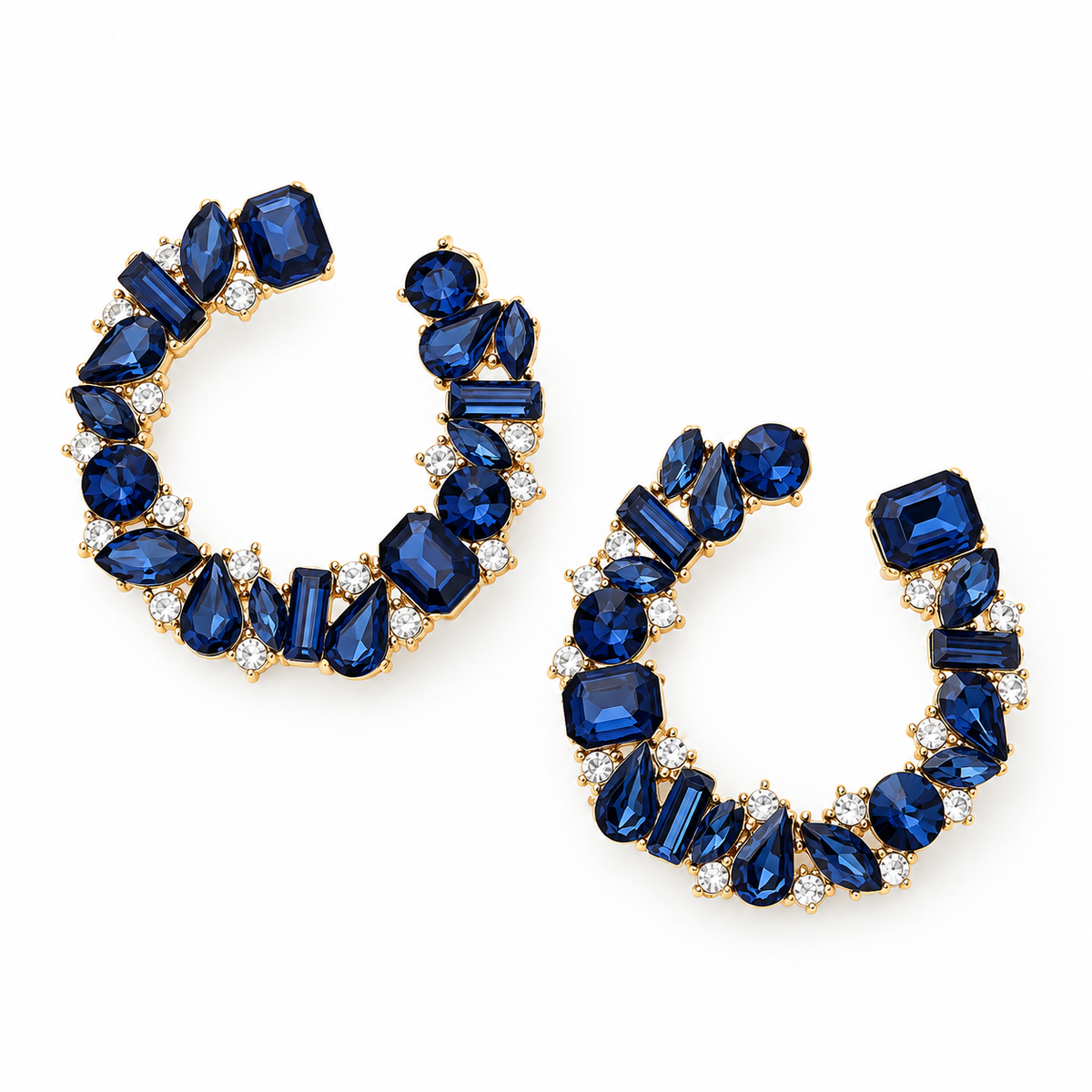 Polish Bead- Stone studded stud earrings(Blue)