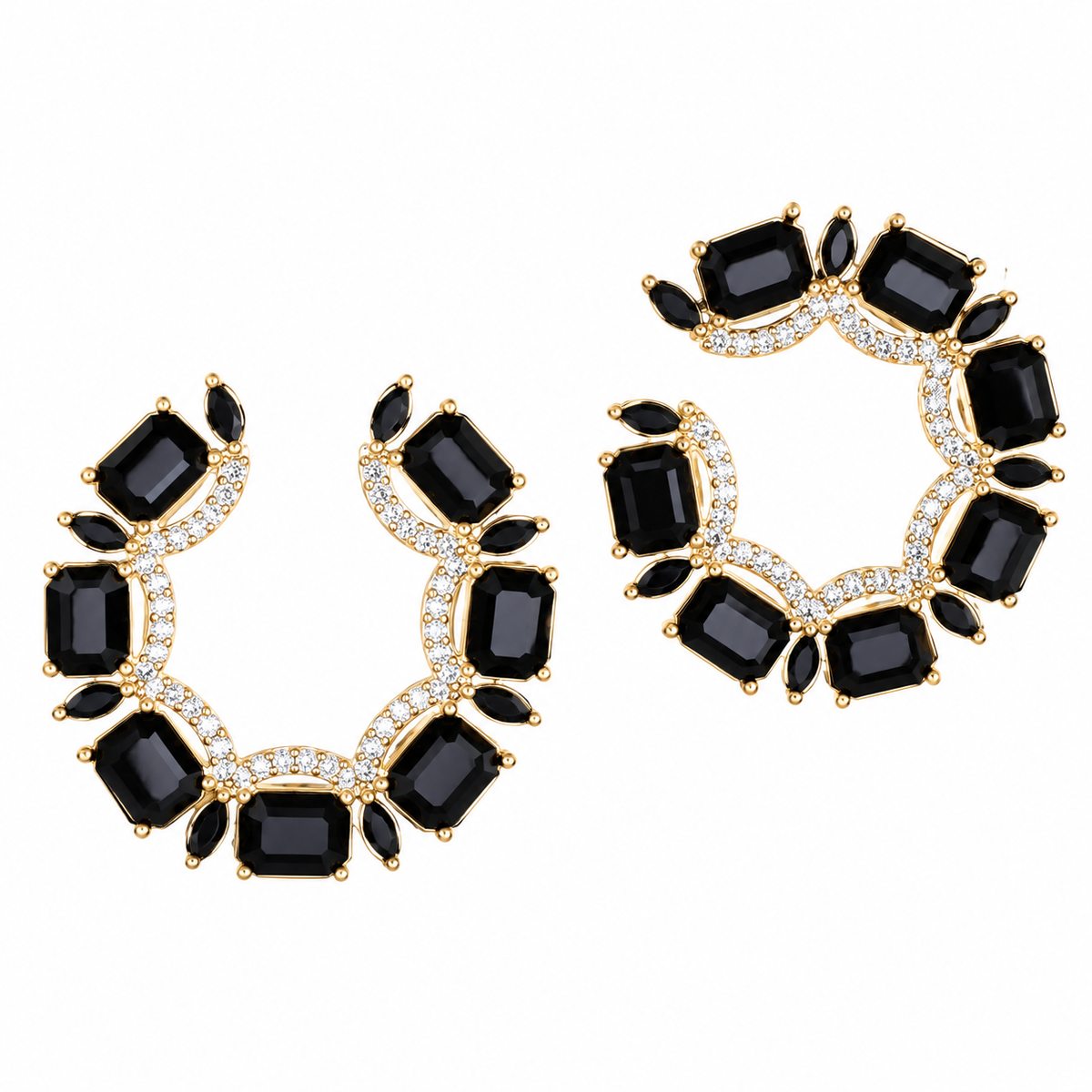 Polish Bead- Stone studded stud earrings(Black)
