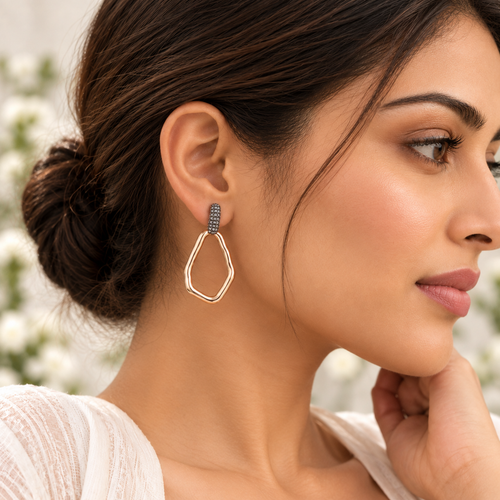 Bare Frame- Golden Framed Dangler Earrings