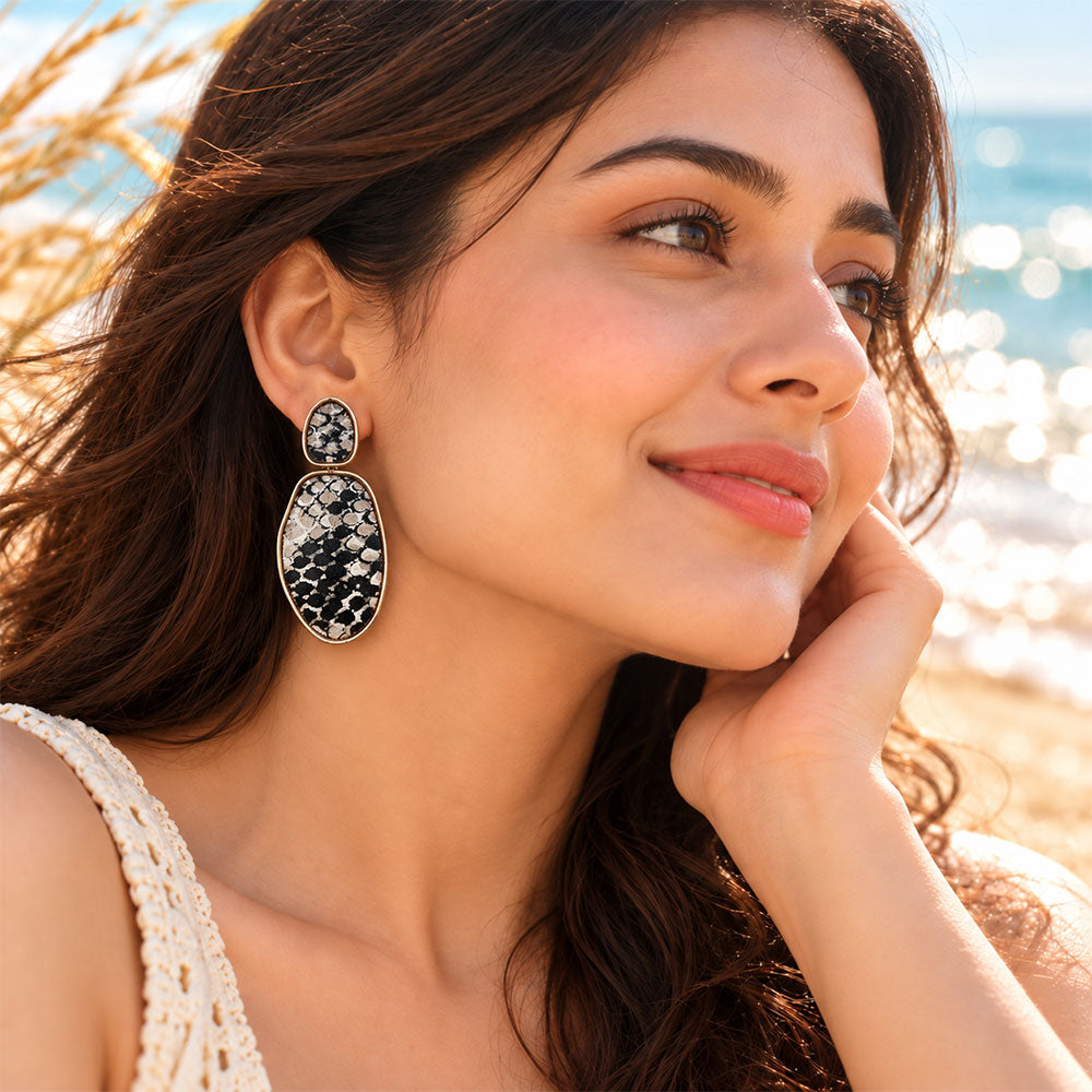 Shine scales- Animal printed Dangler earrings