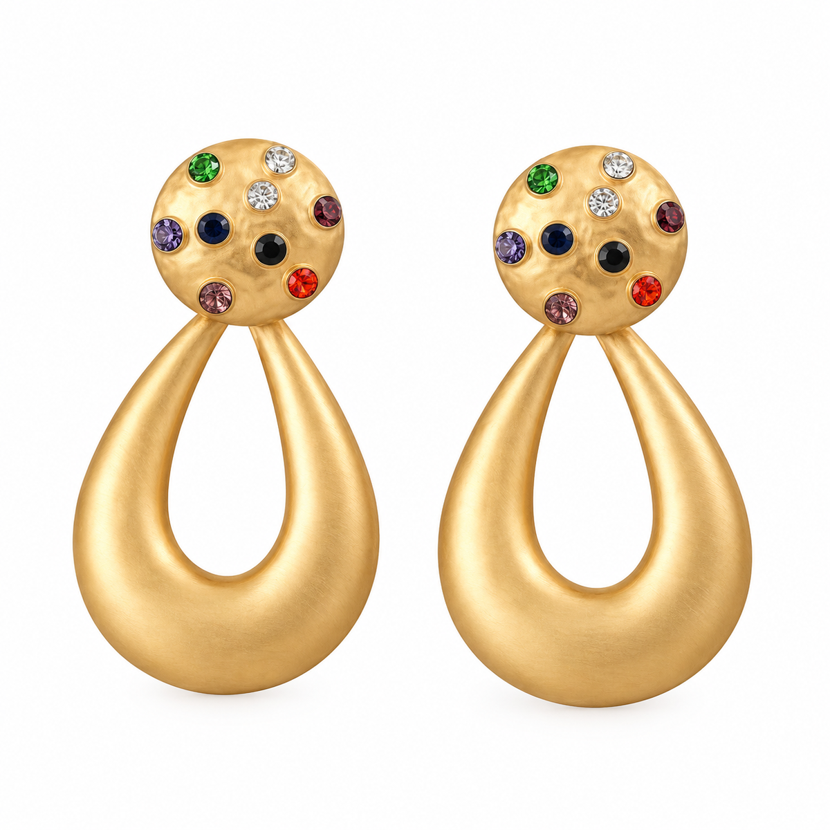 Golden Dynasty- Stone studded Dangler earrings