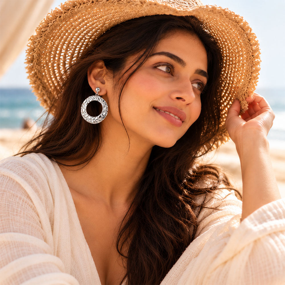 Luminous Grace- metallic hanger dangler earrings