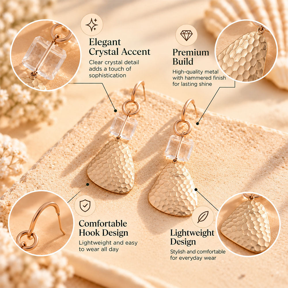 The Golden Story- Metallic golden dangler earrings
